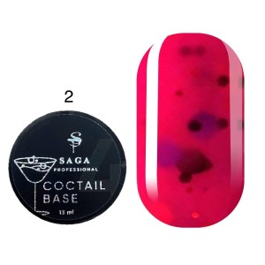 База камуфлирующая Saga Professional Coctail Base 02 ярко-розовый с хлопьями-конфетти, 13 мл